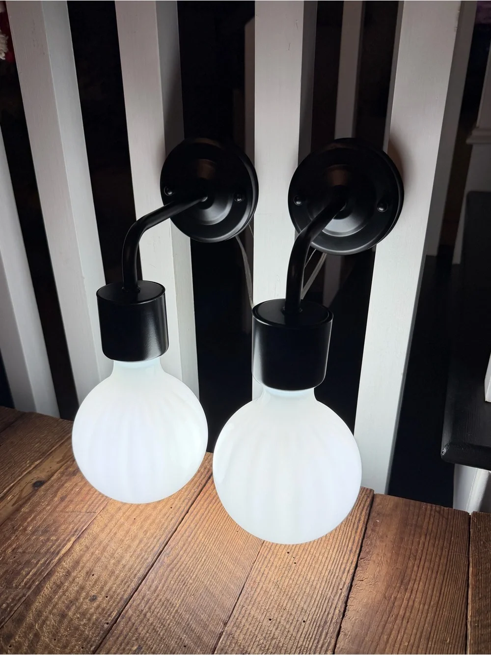 Custom Black and White MCM Wall Sconce Pair